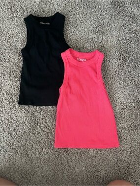 Active USA Kids Ribbed Tank Tops in Pink and Black